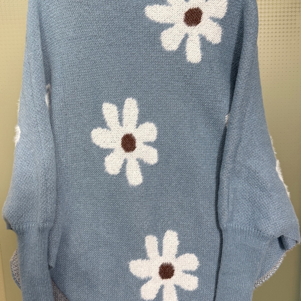 Blue Floral Women's Sweater/Poncho